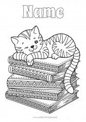 Free drawing Cat Animal Book Dog and cat Reading