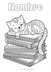 Colorear gratis Cat Libro Perros y gatos Lectura