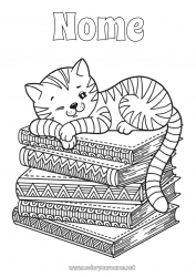 Colorazione gratuita Gatto Libro CanI e gatti Lettura