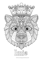 Kolorowanka za darmo Niedźwiedź Mandala Zwierzę Korona Złożone kolorowanki Zentangle Zwierzęta leśne Król Królowa
