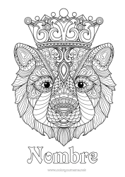 Colorear gratis Llevar Mandala Corona Dibujos complejos para colorear Zentangle Animales del bosque Rey