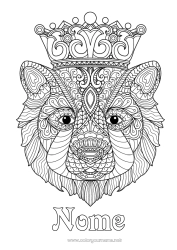 Disegno gratuito Orso Mandala Animale Corona Colorazioni complesse Zentangle Animali della foresta Re Regina