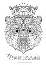 Gratis kleurplaat Beer Mandala Kroon Complex Kleurplaten Zentangle Bosdieren Koning