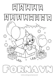 Gratis tegning Gaver Fødselsdag Balloner Fest Hund Hunde og katte