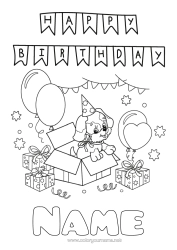 Free colouring Gifts Birthday Balloons Party Dog Dogs and cats