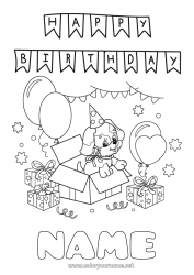 Free coloring Gifts Birthday Balloons Party Dog Dog and cat