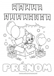 Dessin gratuit Cadeaux Anniversaire Ballons Fête Chien Chiens et chats