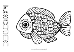 Gratis färgläggning Mandala Djur Fisk Aprilskämt Marina djur eller vattenlevande djur