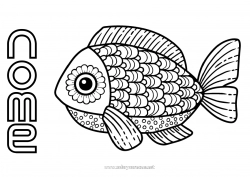 Desenho grátis Mandala Peixe Peixe de abril Animais marinhos ou aquáticos