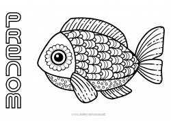 Coloriage gratuit Mandala Animal Poisson Poisson d'avril Animaux marins ou aquatique