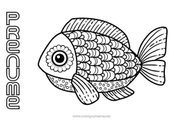 Pagină de colorat gratuită Mandala Animal Pește Păcăleală de 1 aprilie Animale marine sau acvatice