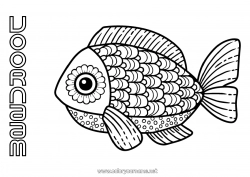 Gratis tekening Mandala Vis 1 april Zeedieren