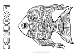 Gratis färgläggning Mandala Djur Fisk Aprilskämt Marina djur eller vattenlevande djur