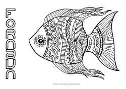 Gratis fargelegging Mandala Dyr Fisk Aprilspøk Marin eller akvatisk dyr