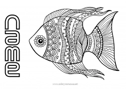 Free drawing Mandala Animal Fish April Fools' Day Marine or aquatic animals
