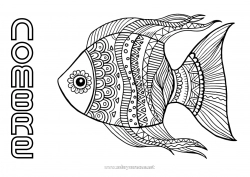 Colorear gratis Mandala Animales Pescado Día de los Inocentes Animales marinos o acuáticos