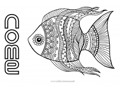 Desenho grátis Mandala Peixe Peixe de abril Animais marinhos ou aquáticos