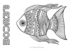Coloriage gratuit Mandala Animal Poisson Poisson d'avril Animaux marins ou aquatique