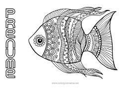 Pagină de colorat gratuită Mandala Animal Pește Păcăleală de 1 aprilie Animale marine sau acvatice