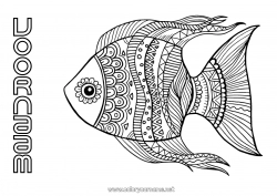 Gratis tekening Mandala Vis 1 april Zeedieren