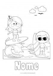 Desenho grátis Esporte Praia Mar Colorações Intermediárias Surf Sports nautiques Ondas Óculos de sol