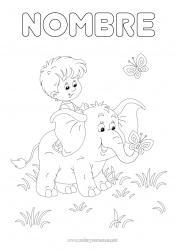 Dibujo libre Elefante Chico Mariposa Niño Animales Insectos Animales salvajes de África