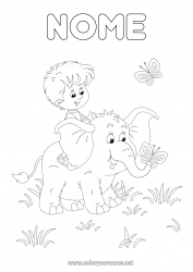 Disegno gratuito Elefante Ragazzo Farfalla Bambino Animale Insetti Animali selvatici dell'Africa