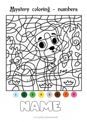 Free drawing Number Dog Coloring by numbers Children's activities Easy coloring pages Dog and cat King