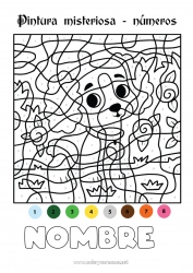 Colorear para personalizar Número Perro Colorear por números Actividades para niños Animales Dibujos fáciles para colorear Perros y gatos Rey