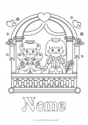 Desenho para personalizar Castelo Princesa Conto de Fadas Rei