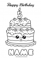 Coloring to customize Candle Cake Birthday Kawaii Easy coloring pages Happy Birthday (English) Message Customizable age