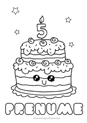 Desen liber de colorat Lumânare Tort Aniversare Drăguț Desene de colorat ușoare La mulți ani! Vârstă personalizabilă de sărbătorit