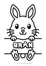 Free colouring Cute Rabbit Animal Easy colouring pages Forest animals Sign