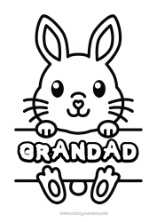 Free colouring Cute Rabbit Animal Easy colouring pages Forest animals Sign