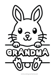 Free coloring Cute Bunny Animal Easy coloring pages Forest animals Sign