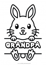 Child coloring page Cute Bunny Animal Easy coloring pages Forest animals Sign