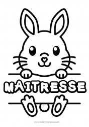 Coloriage enfant Mignon Lapin Animal Coloriages faciles Animaux de la forêt Pancarte