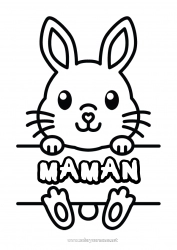 Coloriage enfant Mignon Lapin Animal Coloriages faciles Animaux de la forêt Pancarte