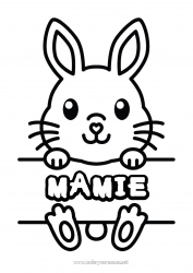 Coloriage enfant Mignon Lapin Animal Coloriages faciles Animaux de la forêt Pancarte