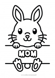 Child coloring page Cute Bunny Animal Easy coloring pages Forest animals Sign