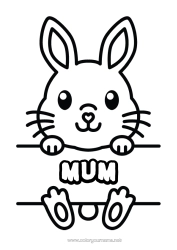 Free colouring Cute Rabbit Animal Easy colouring pages Forest animals Sign