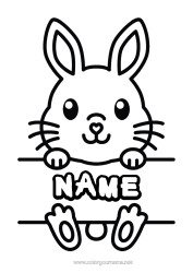 Free colouring Cute Rabbit Animal Easy colouring pages Forest animals Sign