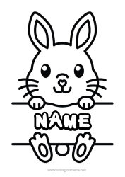 Free drawing Cute Bunny Animal Easy coloring pages Forest animals Sign