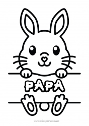 Coloriage enfant Mignon Lapin Animal Coloriages faciles Animaux de la forêt Pancarte