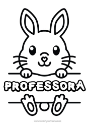 Desenho grátis Fofo Coelho Animal Desenhos para colorir fáceis Animais da floresta Placa