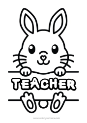 Free colouring Cute Rabbit Animal Easy colouring pages Forest animals Sign