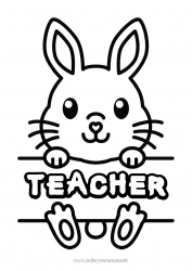 Child coloring page Cute Bunny Animal Easy coloring pages Forest animals Sign