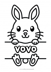 Página de desenho infantil Fofo Coelho Animal Desenhos para colorir fáceis Animais da floresta Placa