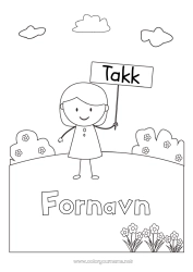 Fargeleggingssiden å tilpasse Jente Lærer/Lærerinne Barnevakt Enkle fargelegginger Takk Utdanningsyrker Skilt