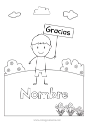 Colorear gratis Chico Maestra, Maestro Niñera Dibujos fáciles para colorear Gracias Profesiones de la Educación Firmar